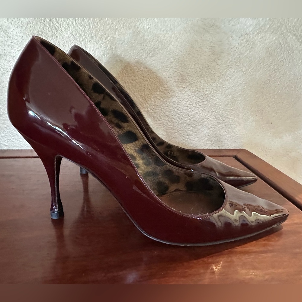 Dolce & Gabbana Brown Patent Leather Heels Pumps Stilettos US 8.5 EU 39